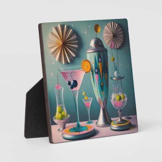 Midden eeuw Atomic Futuristic Cocktail Time Fotoplaat (Voorkant)