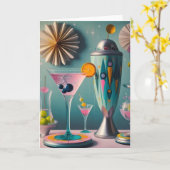 Midden eeuw Atomic Futuristic Cocktail Time Kaart (Gele Bloem)