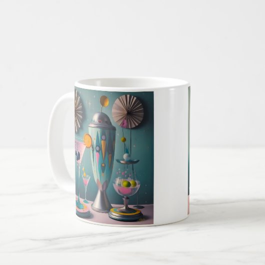Midden eeuw Atomic Futuristic Cocktail Time Koffiemok (Voorkant links)