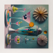 Midden eeuw Atomic Futuristic Cocktail Time Legpuzzel (Horizontaal)