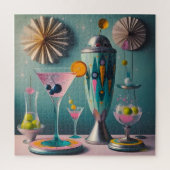 Midden eeuw Atomic Futuristic Cocktail Time Legpuzzel (Verticaal)