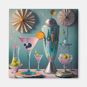 Midden eeuw Atomic Futuristic Cocktail Time Magneet (Voorkant)