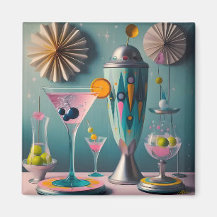 Midden eeuw Atomic Futuristic Cocktail Time Magneet
