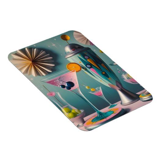 Midden eeuw Atomic Futuristic Cocktail Time Magneet (Rechterzijde)