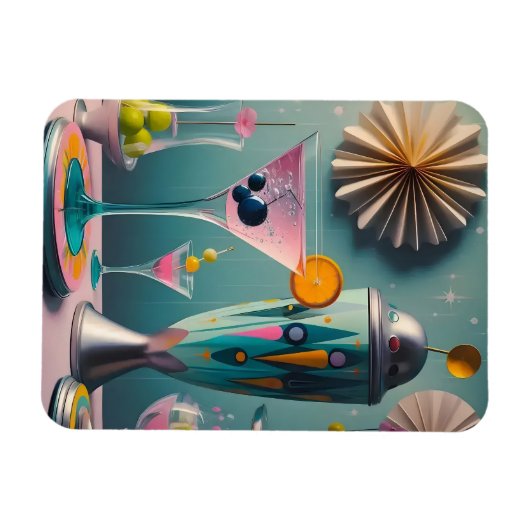 Midden eeuw Atomic Futuristic Cocktail Time Magneet (Horizontaal)