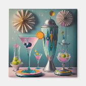 Midden eeuw Atomic Futuristic Cocktail Time Magneet (Voorkant)