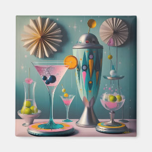 Midden eeuw Atomic Futuristic Cocktail Time Magneet