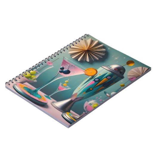 Midden eeuw Atomic Futuristic Cocktail Time Notitieboek (Linkerzijde)