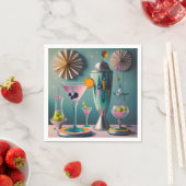 Midden eeuw Atomic Futuristic Cocktail Time Servet (Insitu)