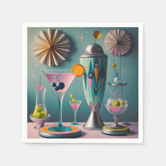 Midden eeuw Atomic Futuristic Cocktail Time Servet