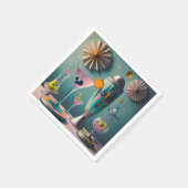 Midden eeuw Atomic Futuristic Cocktail Time Servet (Hoek)