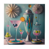 Midden eeuw Atomic Futuristic Cocktail Time Tegeltje (Voorkant)