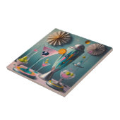 Midden eeuw Atomic Futuristic Cocktail Time Tegeltje (Zijkant)