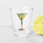 Midden eeuw Atomic Futuristic Lemon Olive Martini Shot Glas (Voorkant)