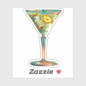 Midden eeuw Atomic Futuristic Lemon Olive Martini Sticker (Vel)