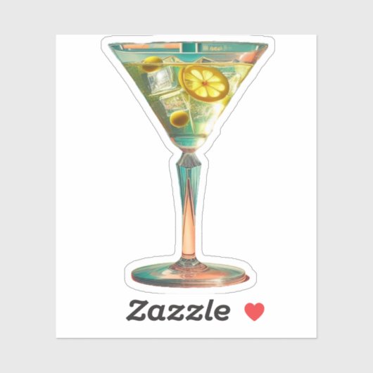 Midden eeuw Atomic Futuristic Lemon Olive Martini Sticker (Vel)