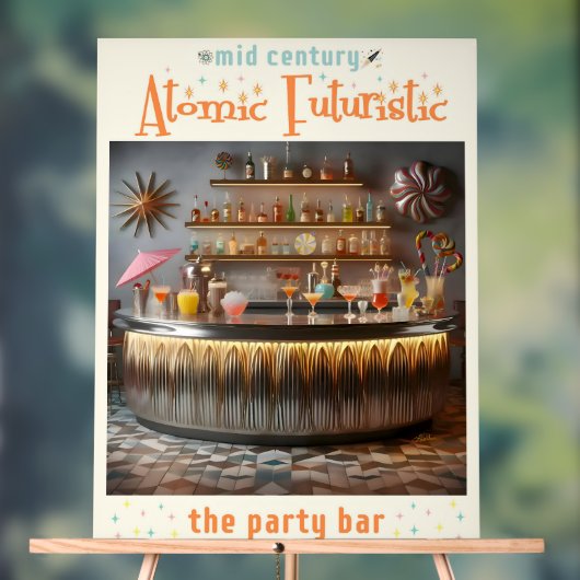 Midden-eeuw Atomic Futuristic Party Bar Acryl Bord (Neutraal)
