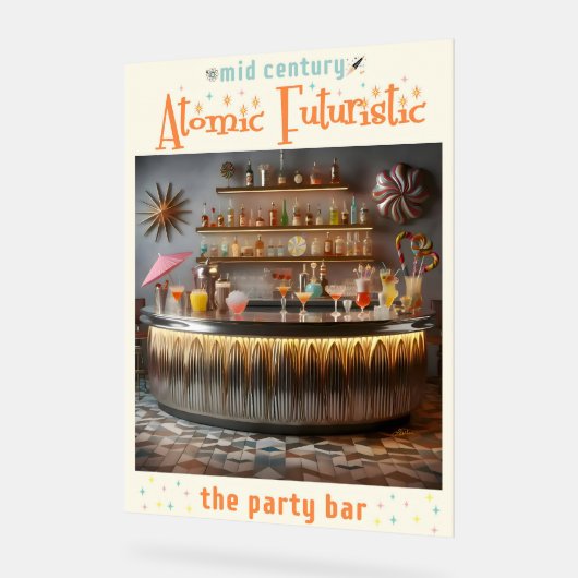 Midden-eeuw Atomic Futuristic Party Bar Acryl Bord (Hoek)
