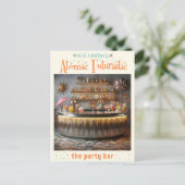 Midden-eeuw Atomic Futuristic Party Bar Briefkaart (Staand voorkant)