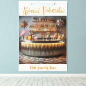 Midden-eeuw Atomic Futuristic Party Bar Canvas Afdruk (Insitu (Houten vloer))