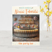 Midden-eeuw Atomic Futuristic Party Bar Kaart (Gele Bloem)