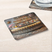 Midden-eeuw Atomic Futuristic Party Bar Kartonnen Onderzetters (Schuin)