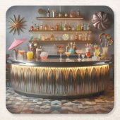 Midden-eeuw Atomic Futuristic Party Bar Kartonnen Onderzetters (Voorkant)