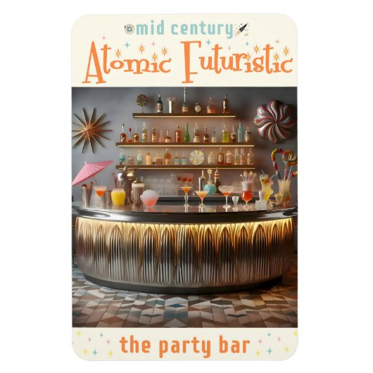 Midden-eeuw Atomic Futuristic Party Bar Magneet (Verticaal)