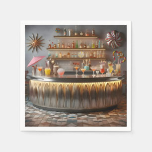 Midden-eeuw Atomic Futuristic Party Bar Servet