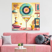 Midden eeuw Atomic Futuristic Rabbit Martini Canvas Afdruk (Insitu (Woonkamer))