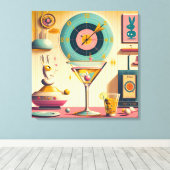 Midden eeuw Atomic Futuristic Rabbit Martini Canvas Afdruk (Insitu (Houten vloer))