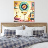 Midden eeuw Atomic Futuristic Rabbit Martini Canvas Afdruk (Insitu (Slaapkamer))