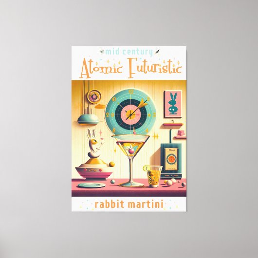 Midden eeuw Atomic Futuristic Rabbit Martini Canvas Afdruk (Voorkant)