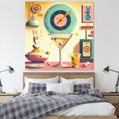 Midden eeuw Atomic Futuristic Rabbit Martini Canvas Afdruk (Insitu (Slaapkamer))