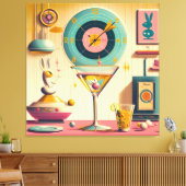 Midden eeuw Atomic Futuristic Rabbit Martini Canvas Afdruk (Insitu (Woonkamer))