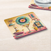 Midden eeuw Atomic Futuristic Rabbit Martini Kartonnen Onderzetters (Schuin)