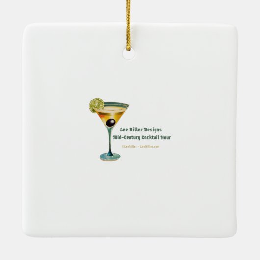 Midden eeuw Atomic Futuristic Rabbit Martini Keramisch Ornament (Achterkant)