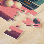 Midden eeuw Atomic Futuristic Rabbit Martini Legpuzzel (Zijkant)