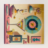 Midden eeuw Atomic Futuristic Rabbit Martini Legpuzzel (Horizontaal)