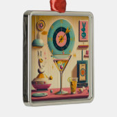 Midden eeuw Atomic Futuristic Rabbit Martini Metalen Ornament (Rechts)