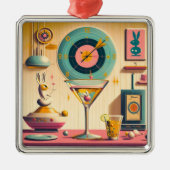 Midden eeuw Atomic Futuristic Rabbit Martini Metalen Ornament (Voorkant)