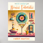 Midden eeuw Atomic Futuristic Rabbit Martini Poster (Voorkant)