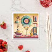 Midden eeuw Atomic Futuristic Rabbit Martini Servet (Insitu)