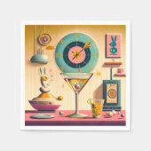 Midden eeuw Atomic Futuristic Rabbit Martini Servet (Voorkant)