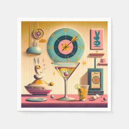 Midden eeuw Atomic Futuristic Rabbit Martini Servet