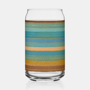 Midden-Eeuw Atomic Futuristic Stripes Print Blikvorm Glas