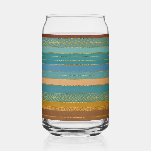 Midden-Eeuw Atomic Futuristic Stripes Print Blikvorm Glas (Achterkant)
