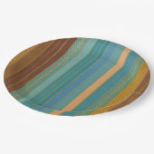 Midden-Eeuw Atomic Futuristic Stripes Print Papieren Bordje (Gekanteld)