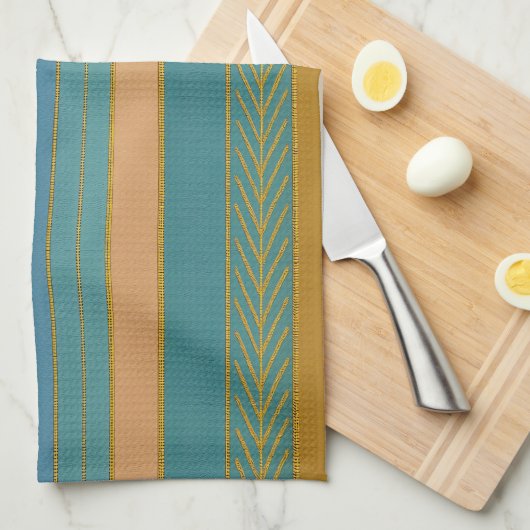 Midden-Eeuw Atomic Futuristic Stripes Print Theedoek (Quarter Fold)