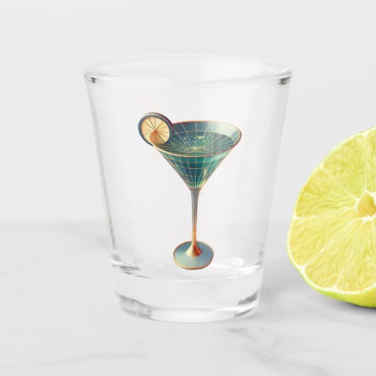 Midden eeuw Atomic Futuristic Wormhole Martini Shot Glas (Voorkant)